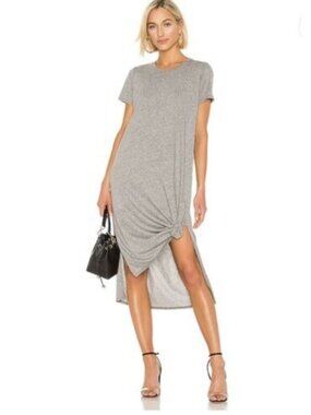 Michael Lauren Augustus Heather Grey Side Slit Midi Dress